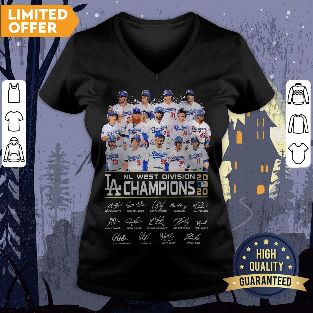 Los Angeles Dodgers Nl West Division Champions 2020 Signatures Shirt - Image 3