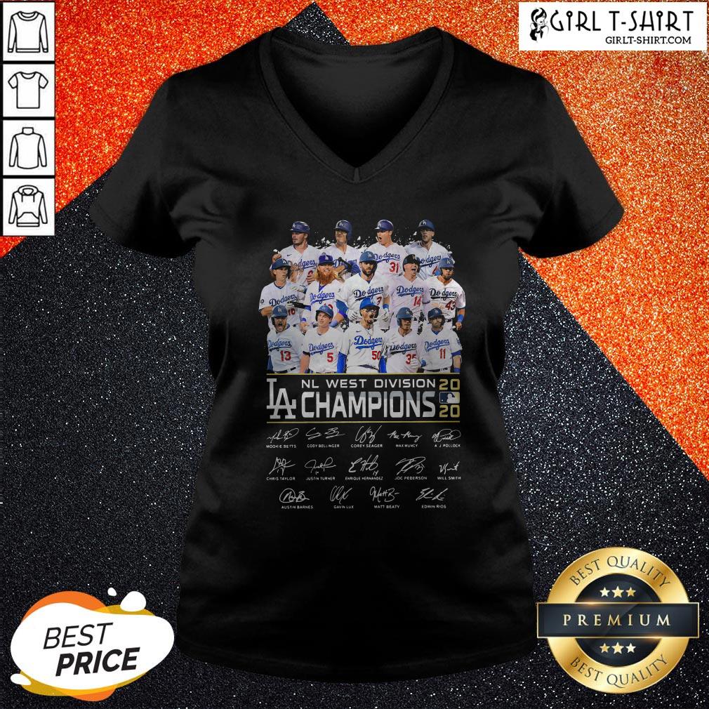 Los Angeles Dodgers NL West Division Champions 2020 Signatures Shirt - Image 2