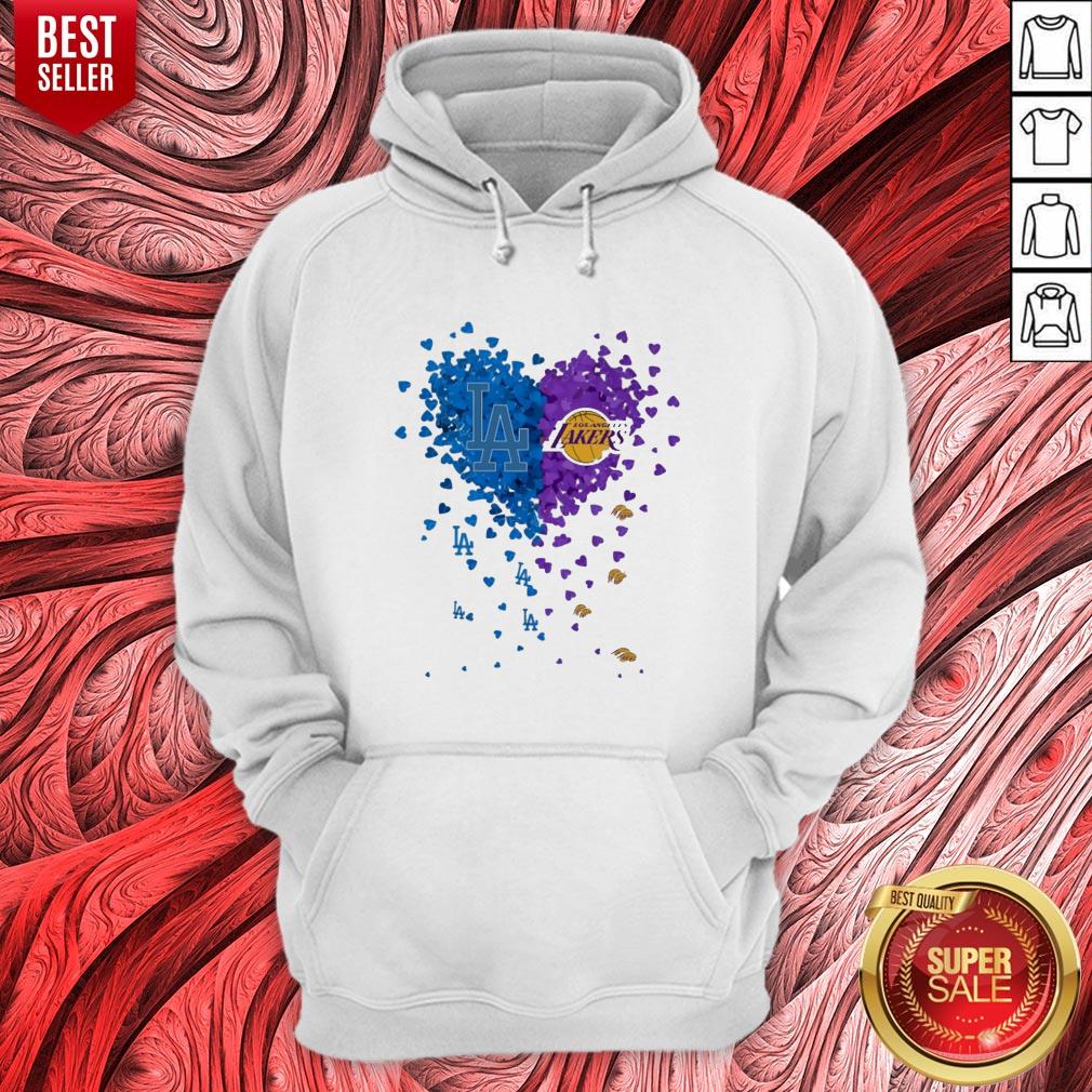 Los Angeles Dodgers Vs Los Angeles Lakers Hearts Shirt - Image 3