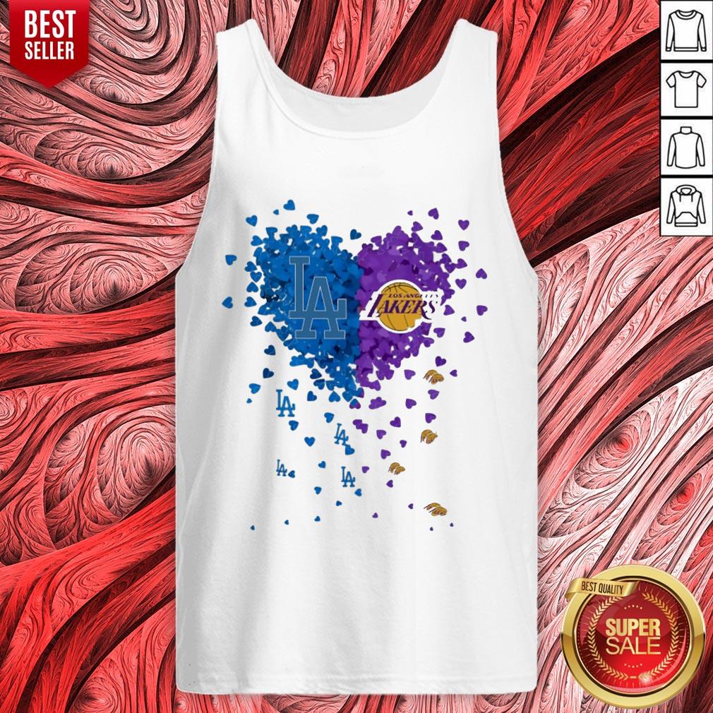 Los Angeles Dodgers Vs Los Angeles Lakers Hearts Shirt - Image 5