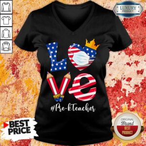 Alternative view of Love American Flag Pre-K Teacher Shirt