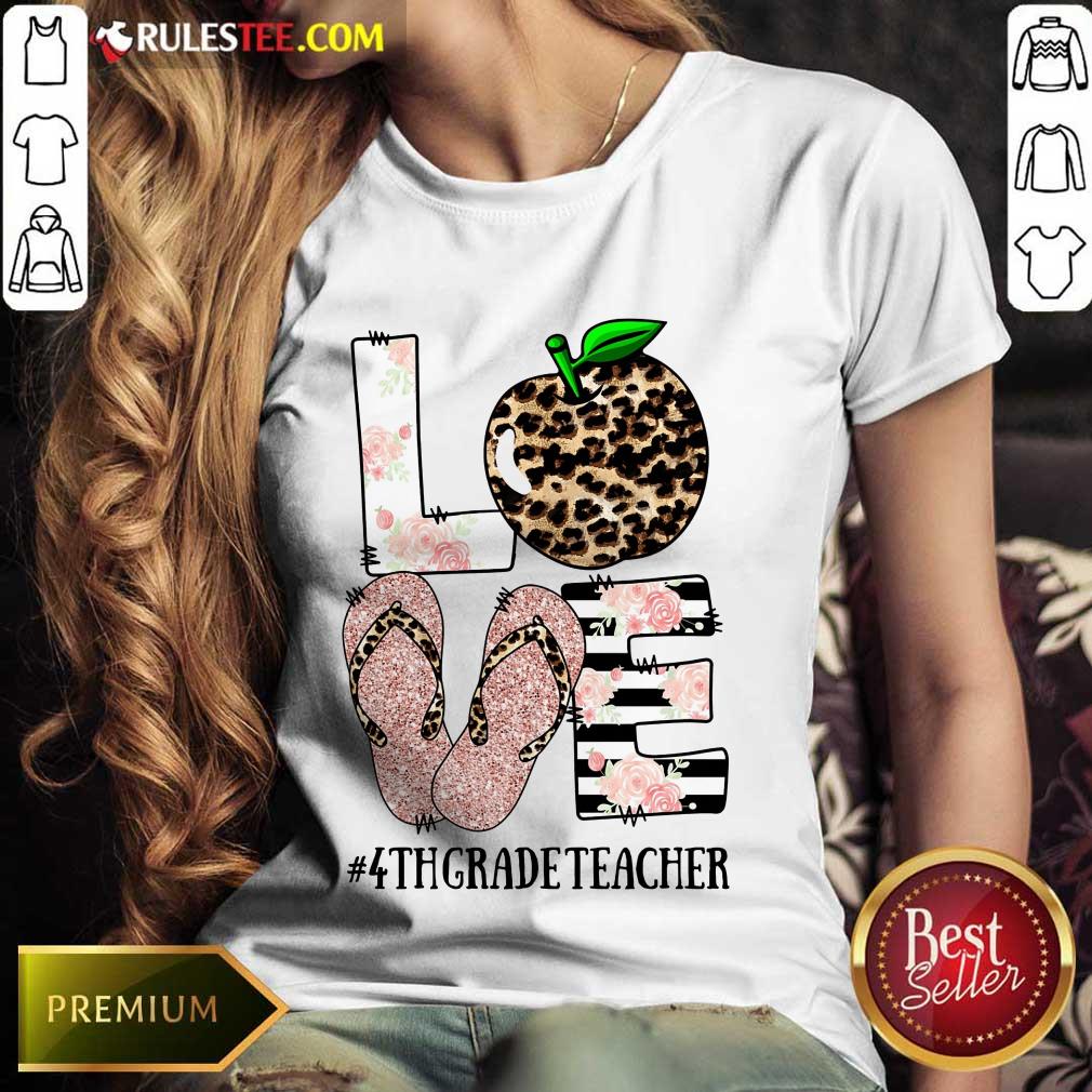 Love Apple 4th Grade Teacher Shirt - Image 3