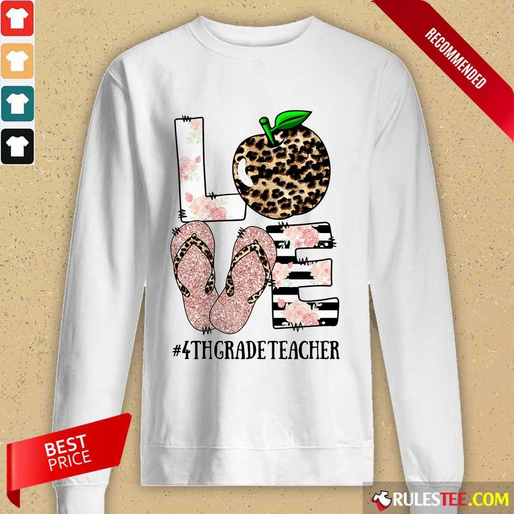Love Apple 4th Grade Teacher Shirt - Image 2