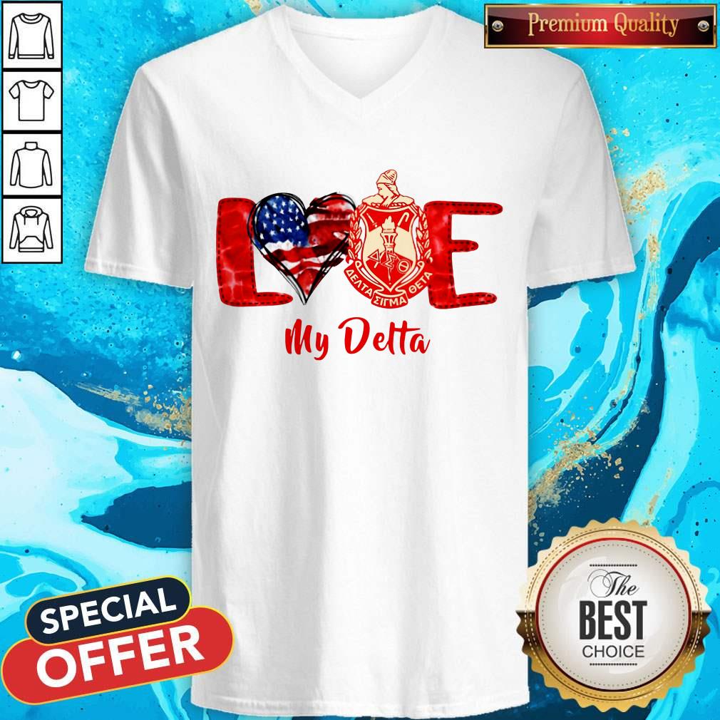 Love Heart American Flag Delta Sigma Theta Shirt - Image 3