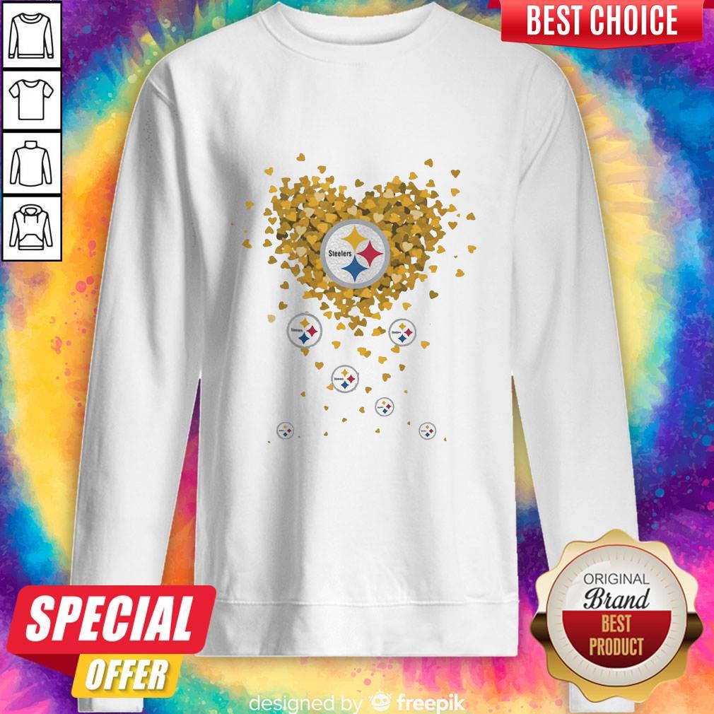Love Pittsburgh Steelers Football Hearts Shirt - Image 5