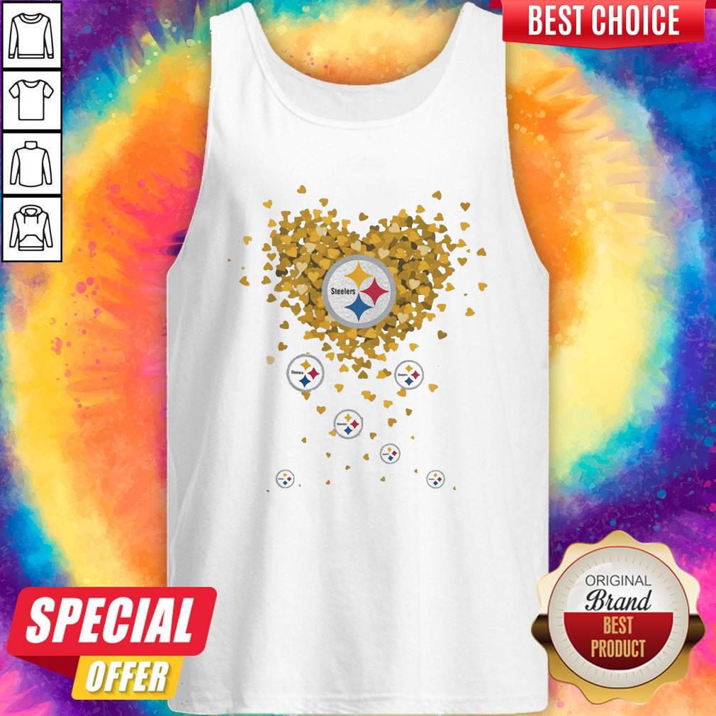 Love Pittsburgh Steelers Football Hearts Shirt - Image 4