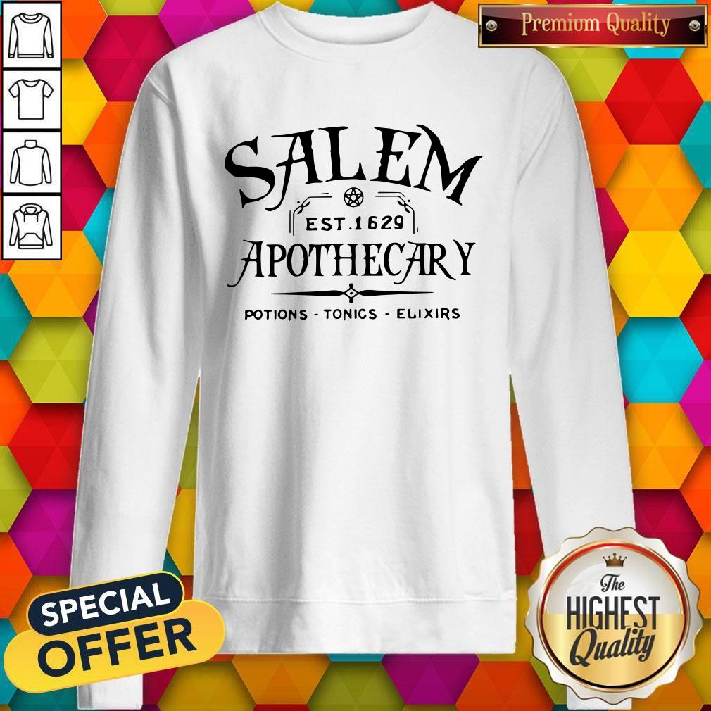 Love Salem EST 1629 Apothecary Potions Tonics Elixirs Shirt - Image 4