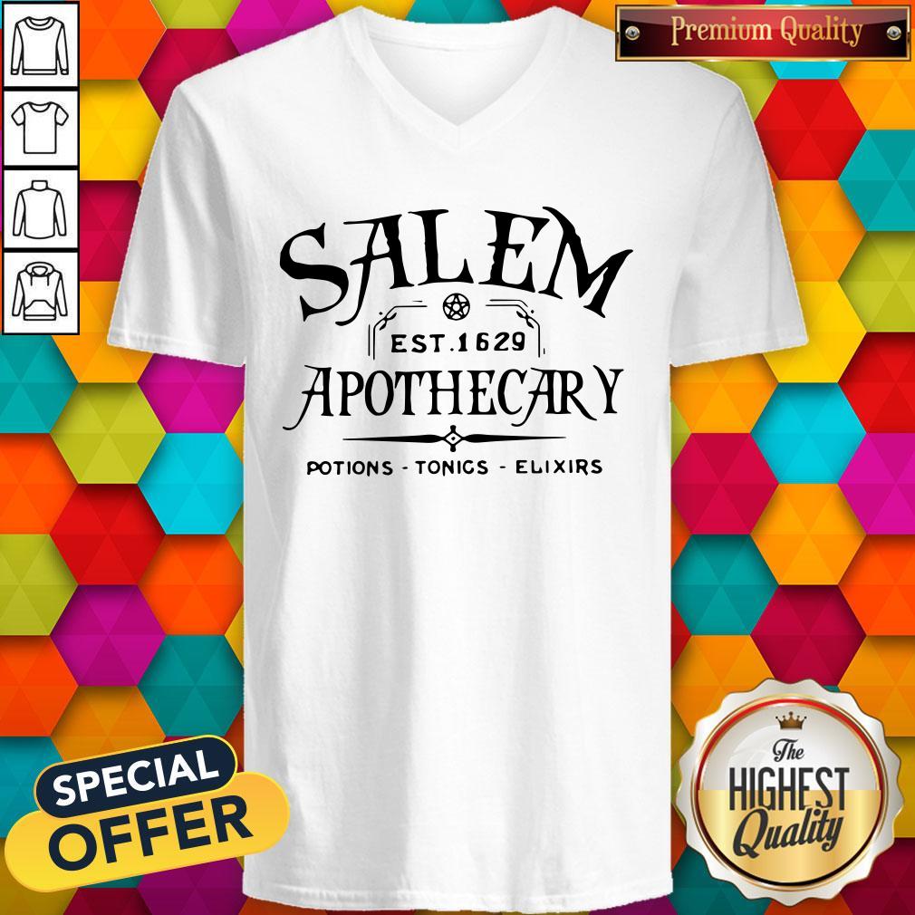 Love Salem EST 1629 Apothecary Potions Tonics Elixirs Shirt - Image 2