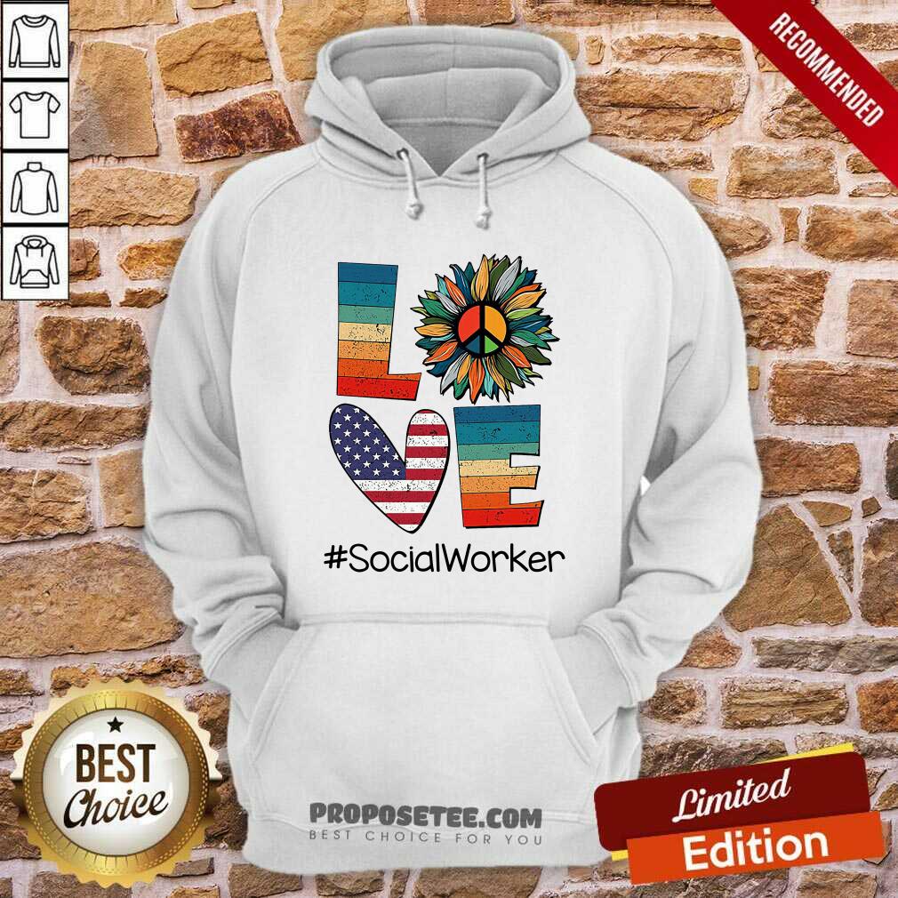 Love Sunflower Social Worker Hippie Vintage Shirt - Image 2