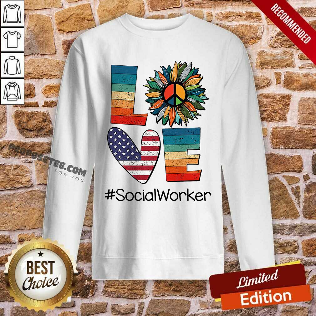 Love Sunflower Social Worker Hippie Vintage Shirt - Image 5