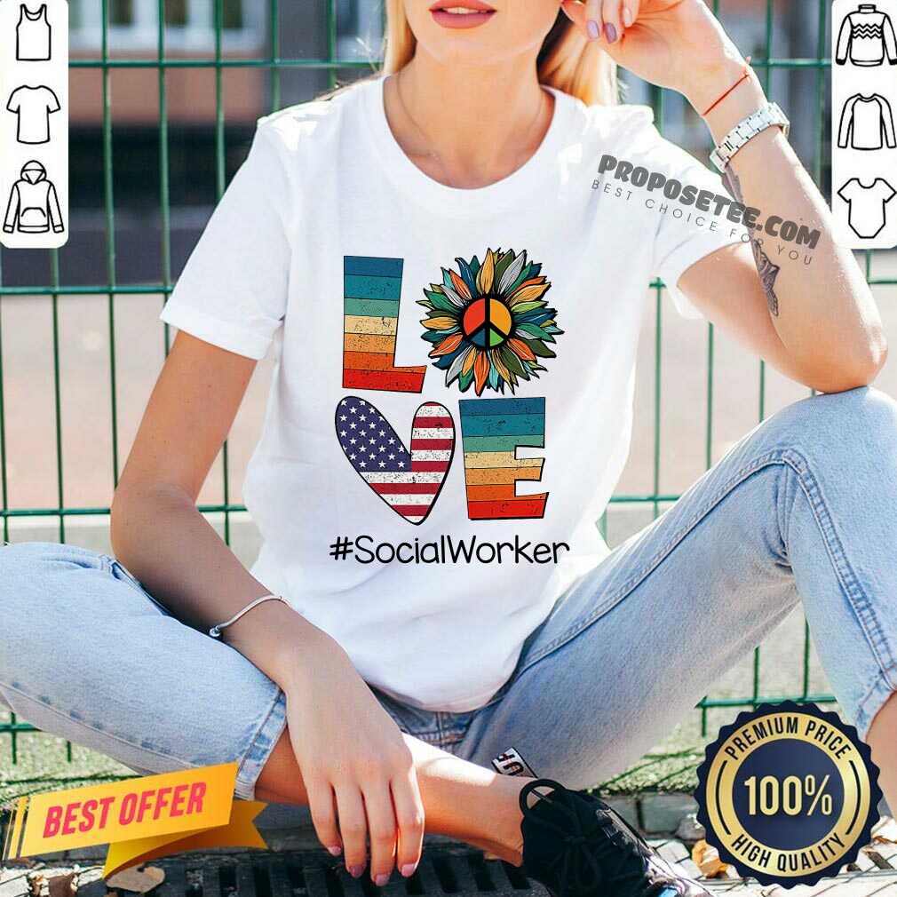Love Sunflower Social Worker Hippie Vintage Shirt - Image 3