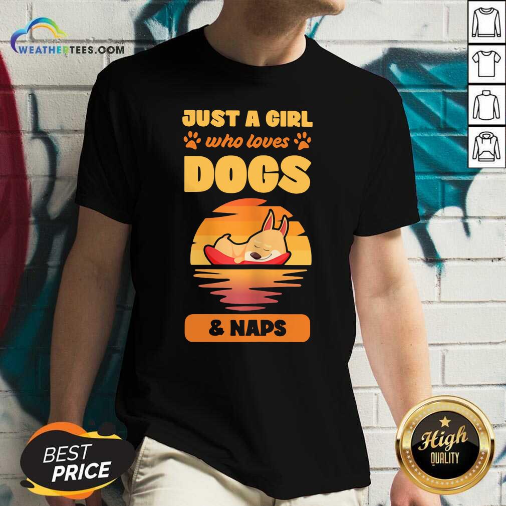 Lovely Just A Girl Who Loves Dogs And Naps Shirt - Image 3