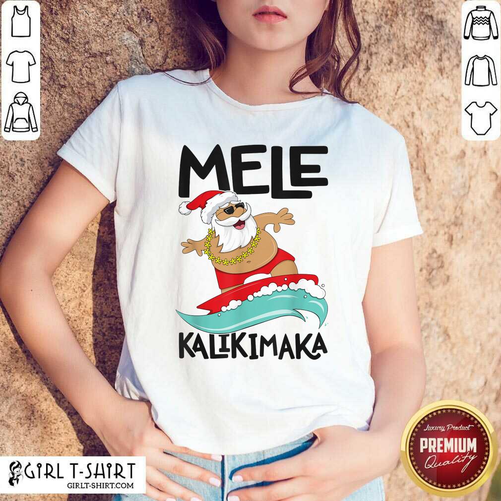 Lovely Mele Kalikimaka Hawaiian Christmas Hawaii Surfing Santa Shirt