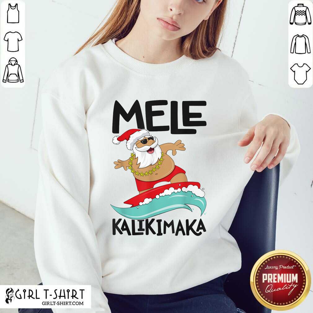 Lovely Mele Kalikimaka Hawaiian Christmas Hawaii Surfing Santa Shirt - Image 4
