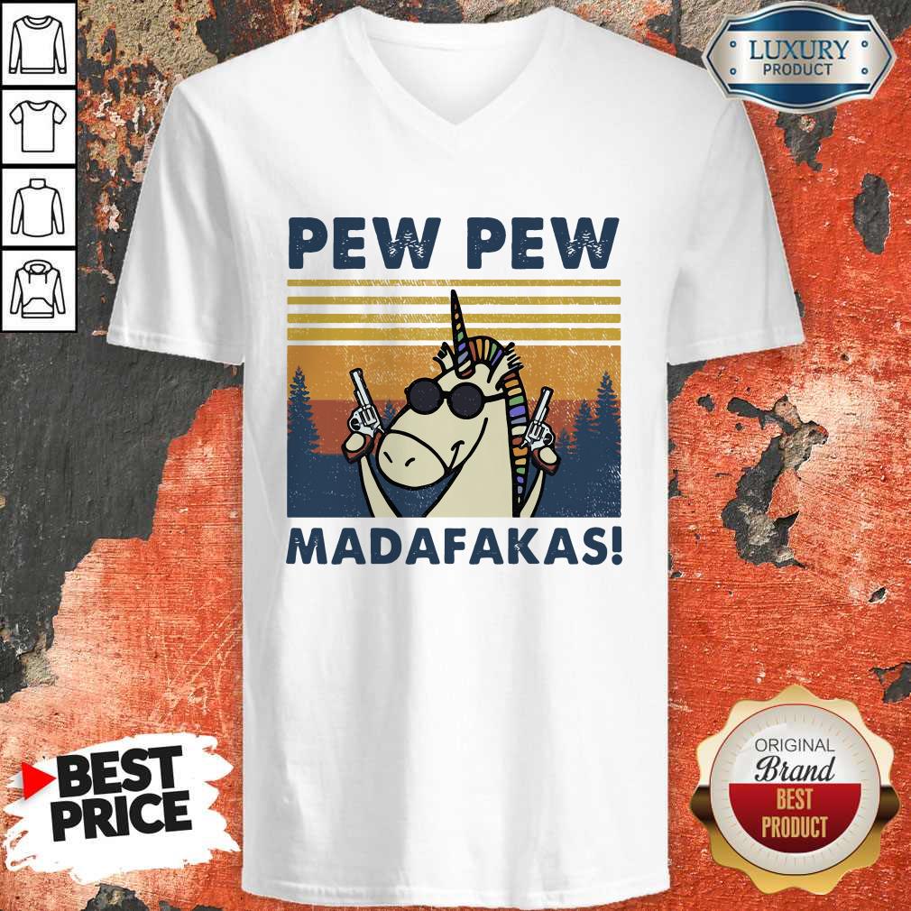 Lovely Unicorn Pew Pew Madafakas Vintage Shirt - Image 2