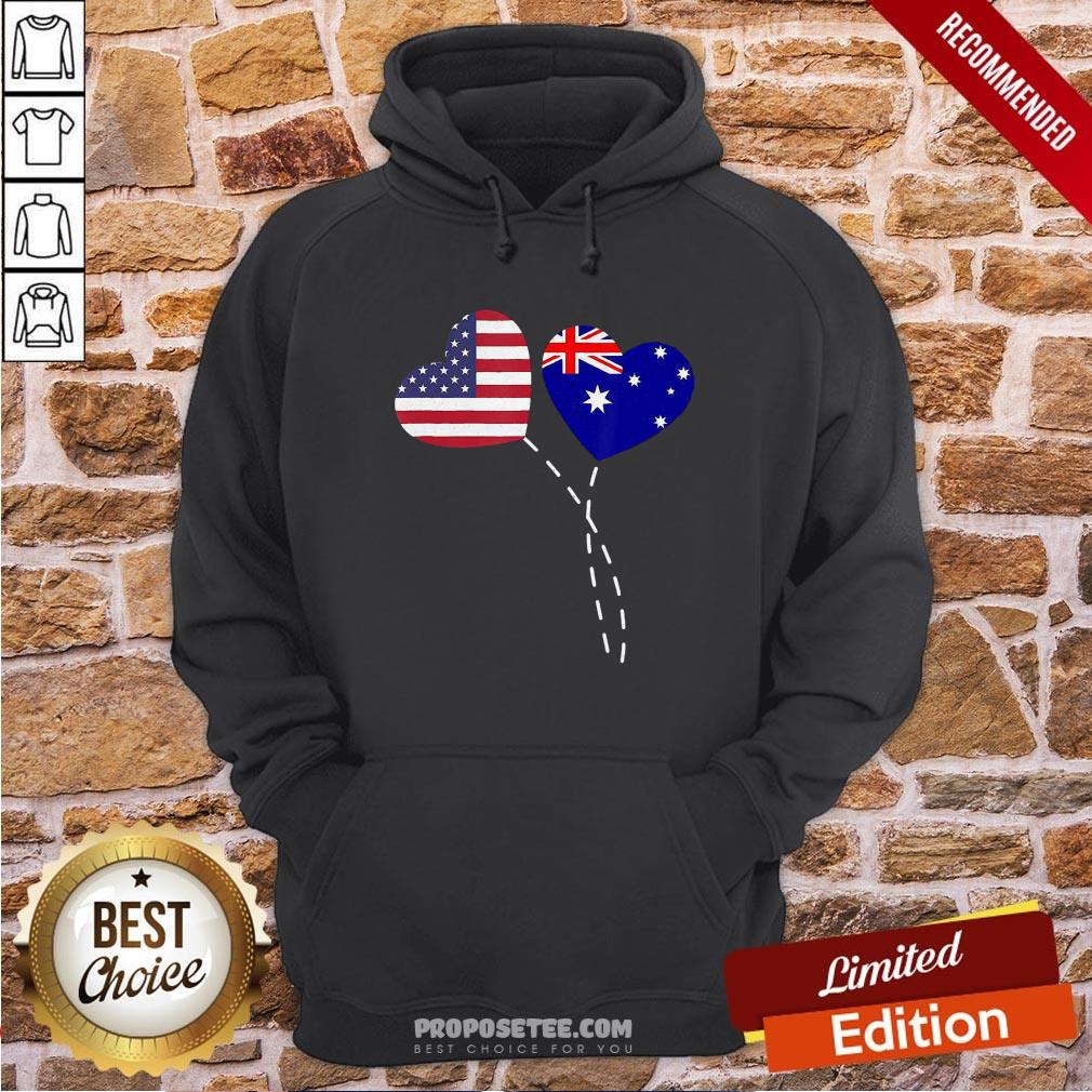 Loving Australia USA Flag Heart Australian Americans Love Shirt - Image 5