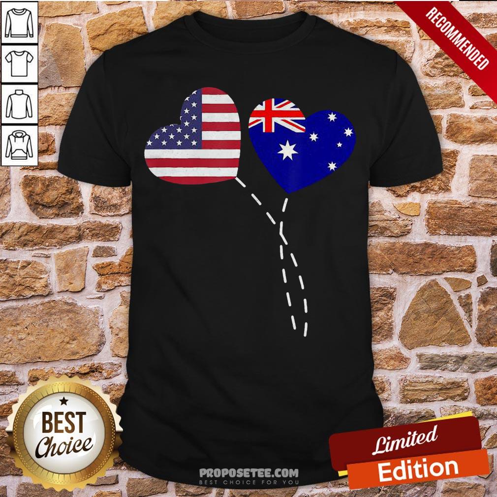 Loving Australia USA Flag Heart Australian Americans Love Shirt