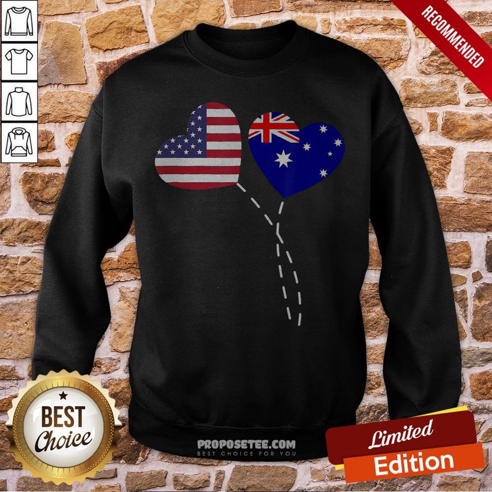 Loving Australia USA Flag Heart Australian Americans Love Shirt - Image 4