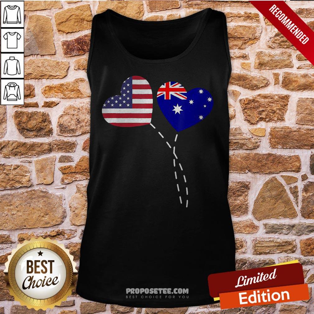 Loving Australia USA Flag Heart Australian Americans Love Shirt - Image 3