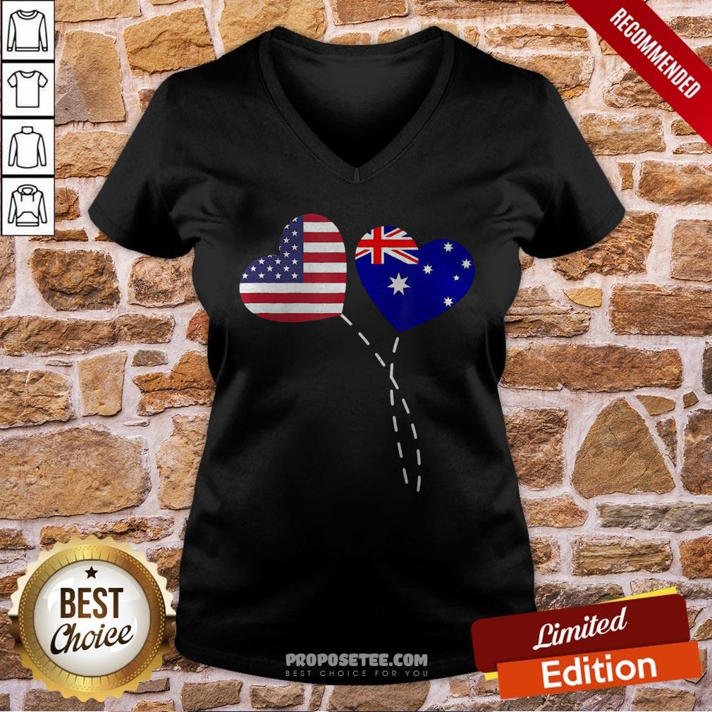 Loving Australia USA Flag Heart Australian Americans Love Shirt - Image 2