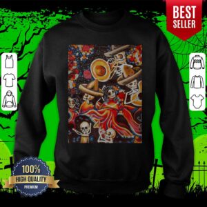 Alternative view of Mariachis From Inferno Day Of Dead Halloween Shirt