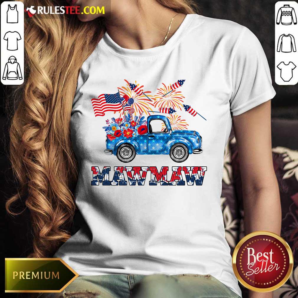 Mawmaw Flower Pickup Truck American Flag 4th Of July Shirt - Image 4