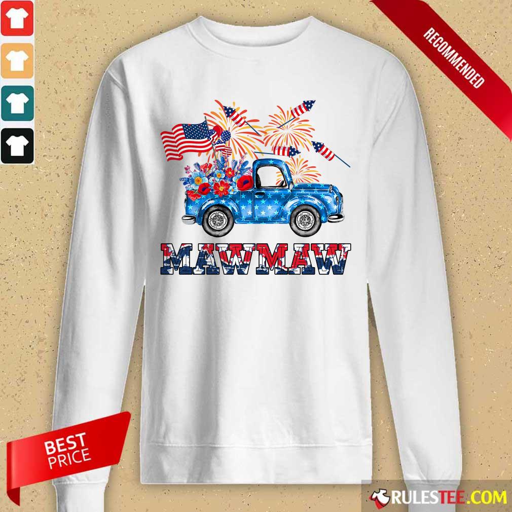 Mawmaw Flower Pickup Truck American Flag 4th Of July Shirt - Image 3