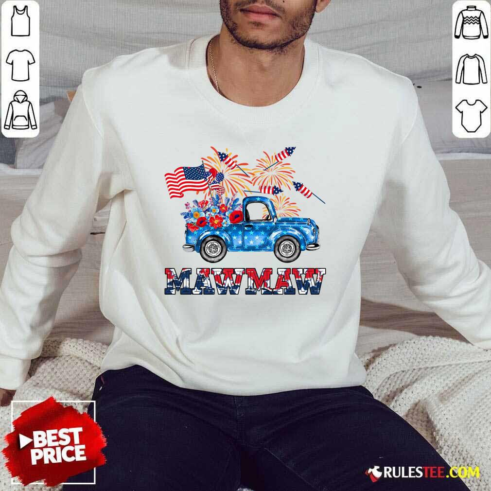 Mawmaw Flower Pickup Truck American Flag 4th Of July Shirt - Image 2