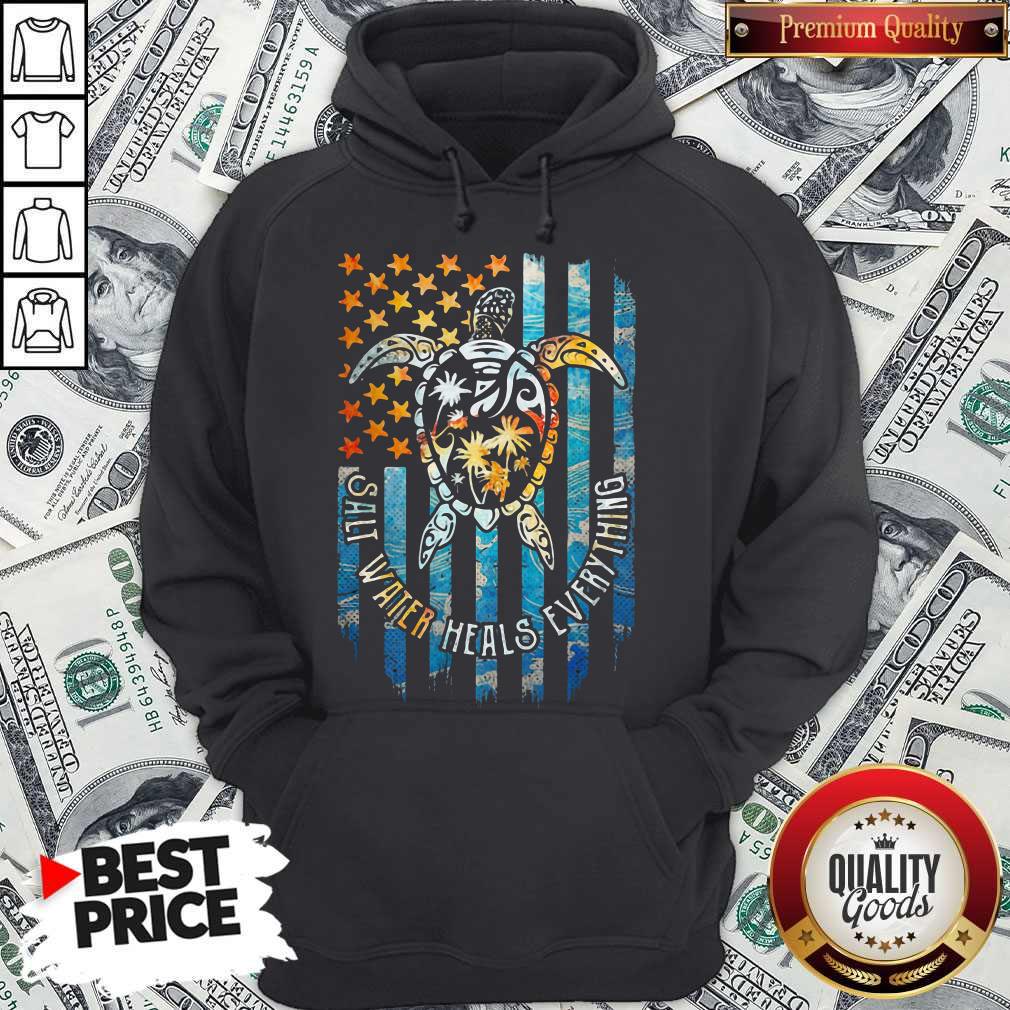 Maybe American Flag Turtle Salt Water Heals Everything Shirt - Image 5