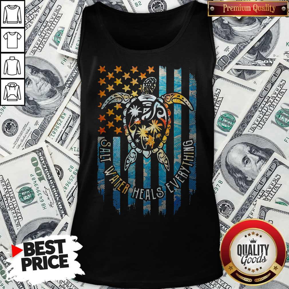 Maybe American Flag Turtle Salt Water Heals Everything Shirt - Image 3