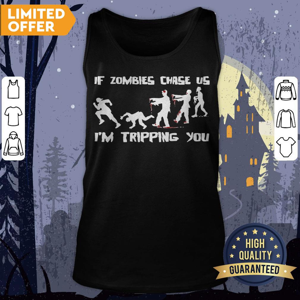 Men's If Zombies Chase Us I'm Tripping You Funny Graphic Novelty Halloween Shirt - Image 2