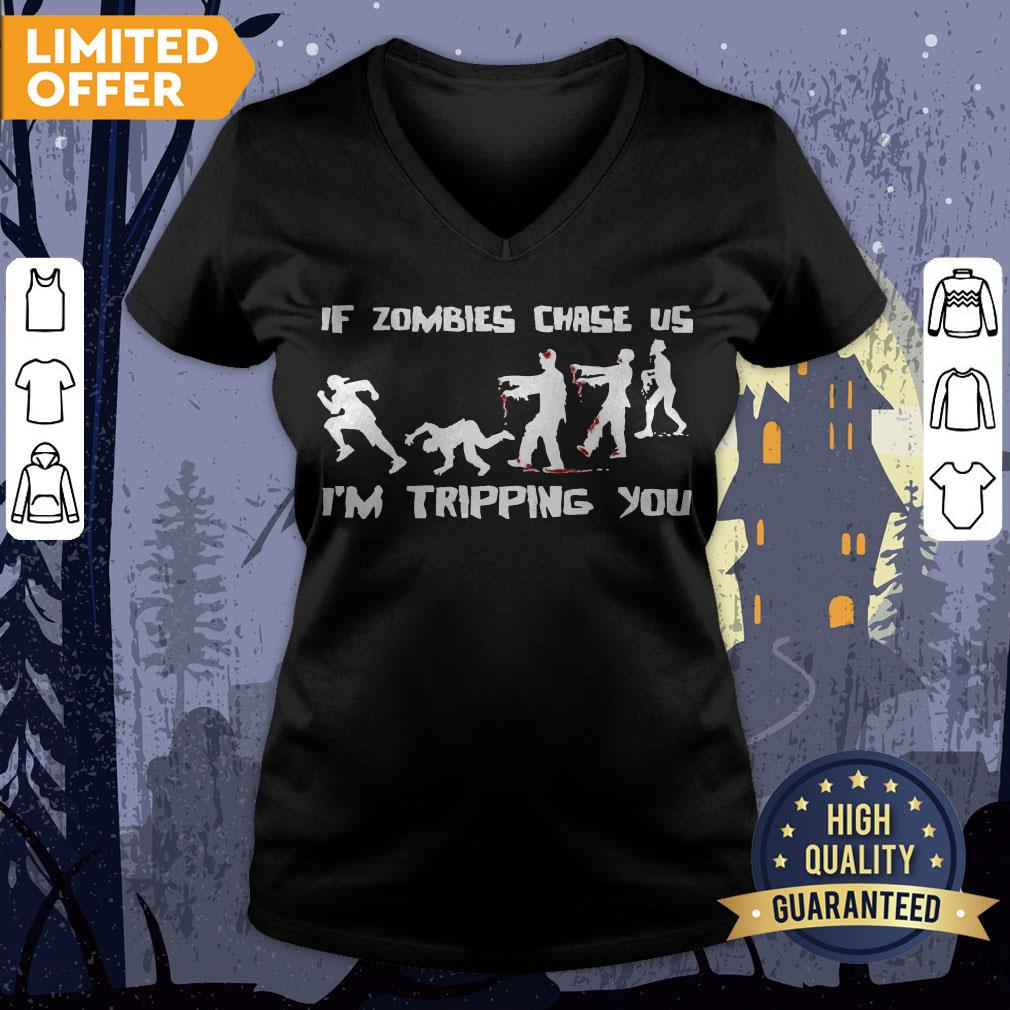 Men's If Zombies Chase Us I'm Tripping You Funny Graphic Novelty Halloween Shirt - Image 3