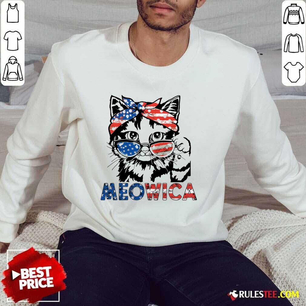 Meowica Cat 4th Of July Patriotic American Flag Shirt - Image 4