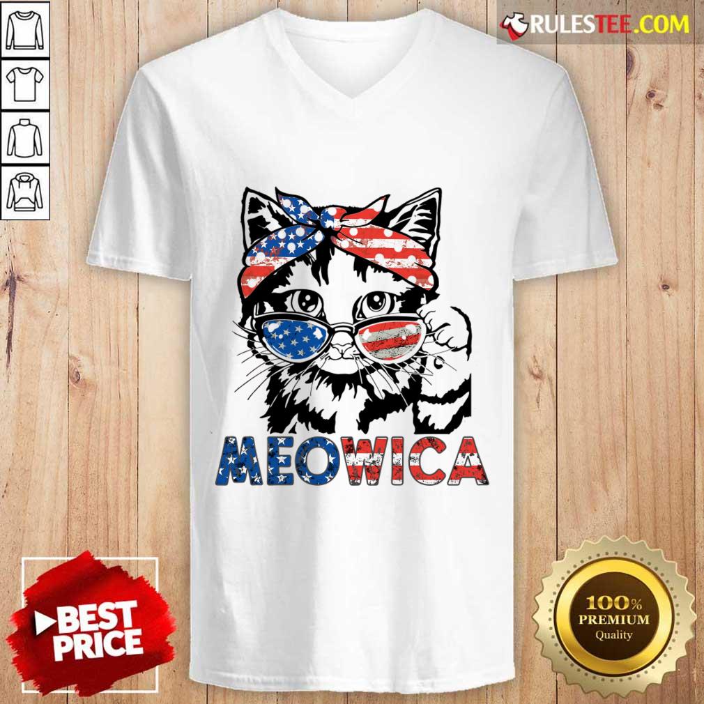 Meowica Cat 4th Of July Patriotic American Flag Shirt - Image 2