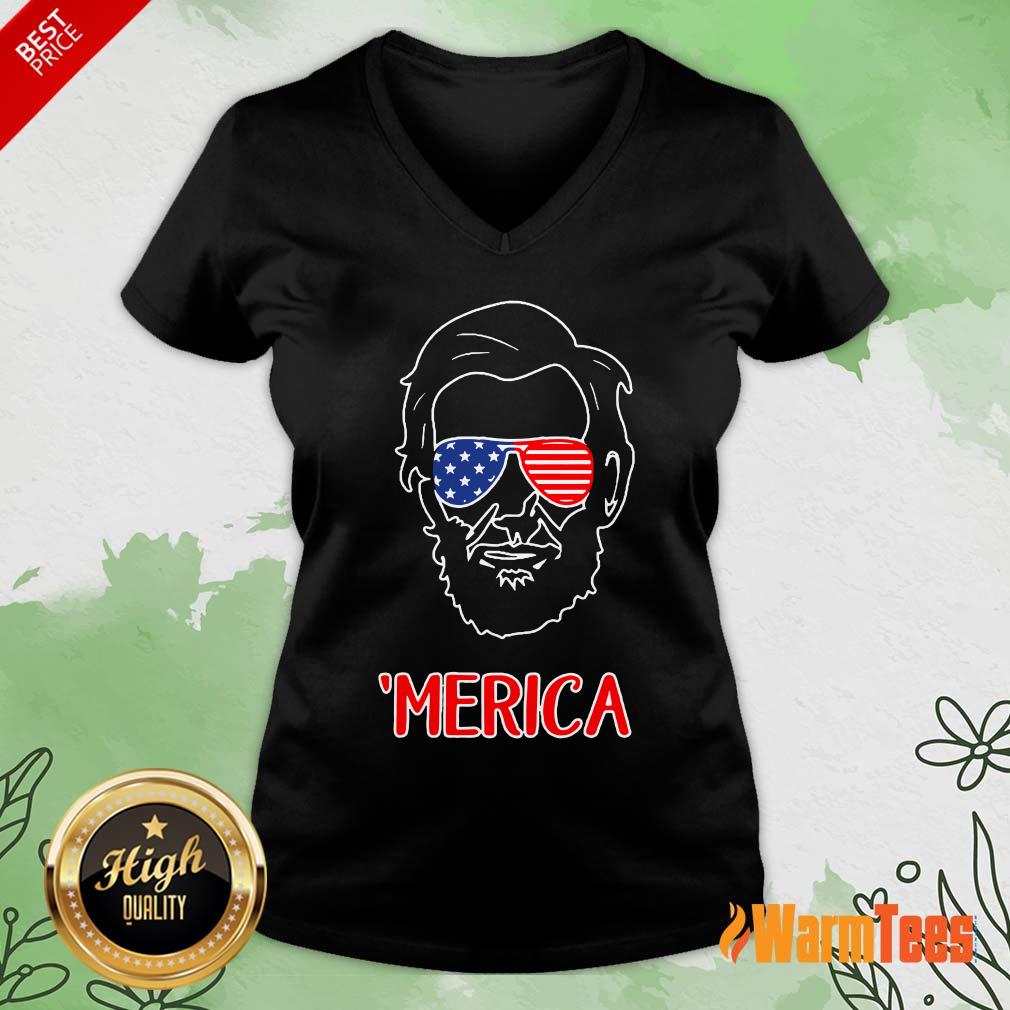 Merica Abraham Lincoln American Flag Shirt - Image 5