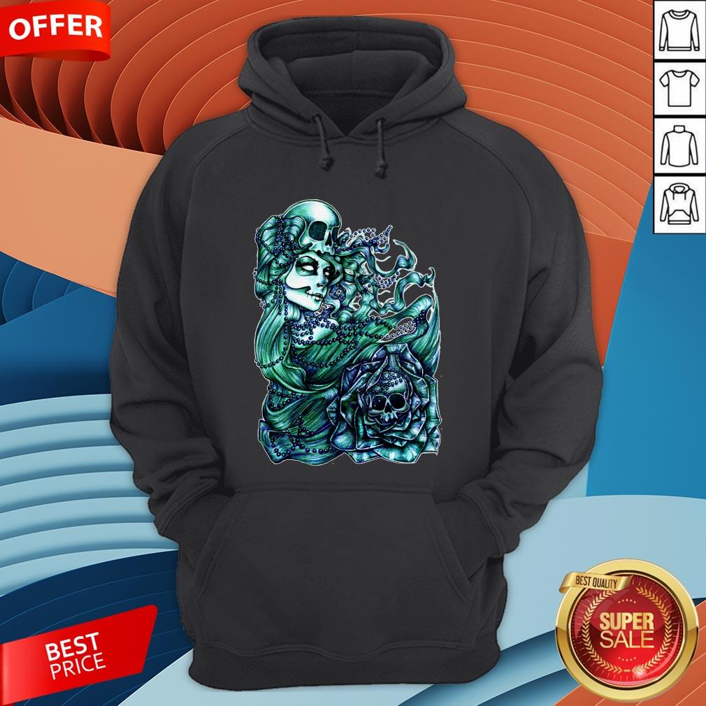 Mermaid Of The Dead Sugar Skull Day Dead Dia De Los Muertos Shirt - Image 5