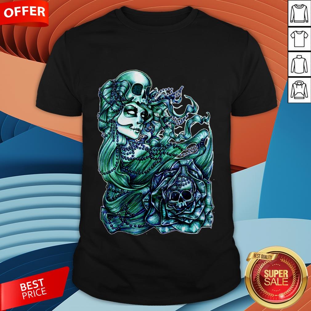Mermaid Of The Dead Sugar Skull Day Dead Dia De Los Muertos Shirt