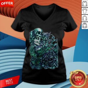 Alternative view of Mermaid Of The Dead Sugar Skull Day Dead Dia De Los Muertos Shirt