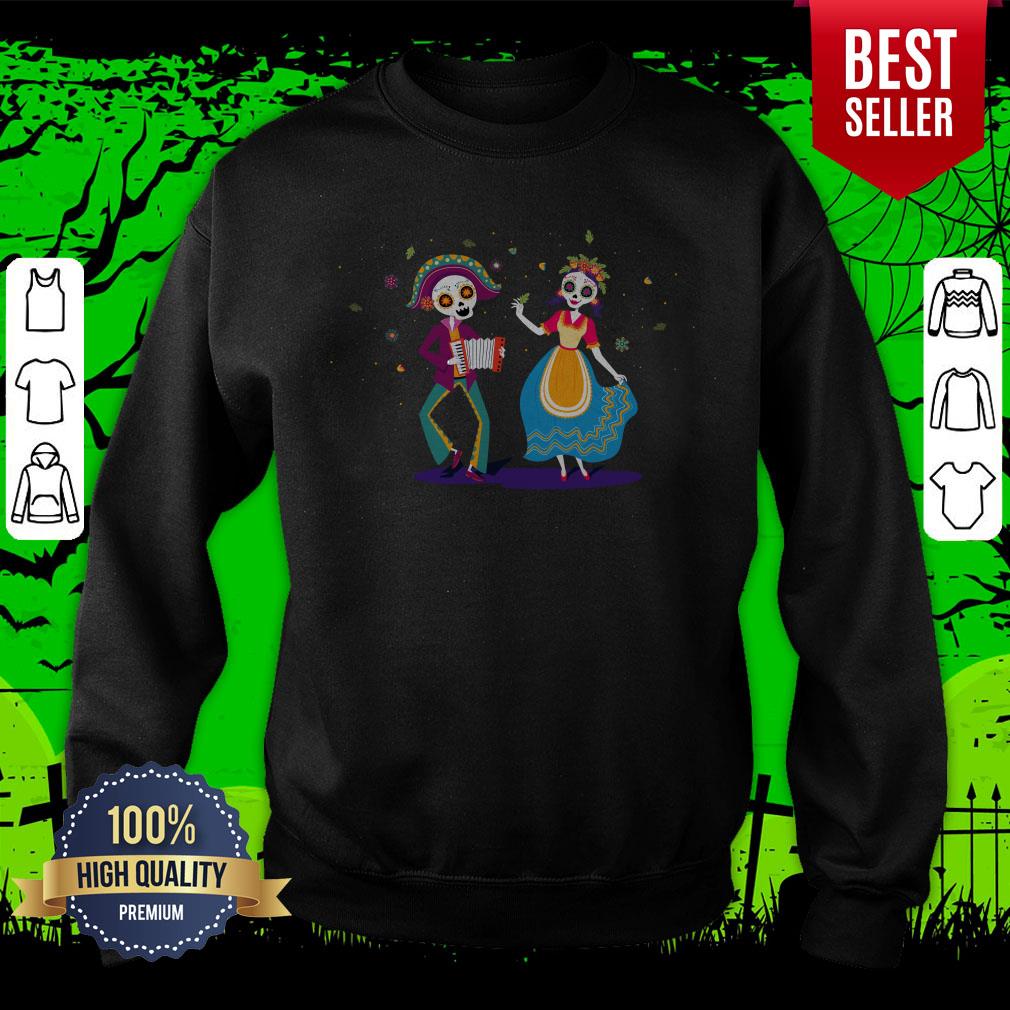 Mexico Party Sugar Skull Couple Day Of The Dead Shirt - Image 2