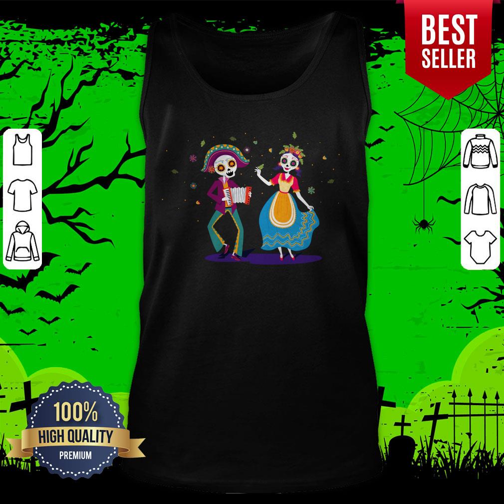 Mexico Party Sugar Skull Couple Day Of The Dead Shirt - Image 5