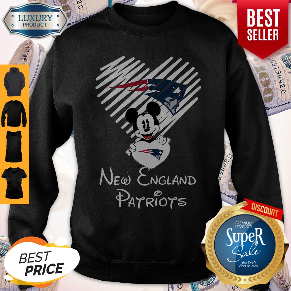 Mickey Mouse Hug Heart New England Patriots Logo Shirt - Image 5