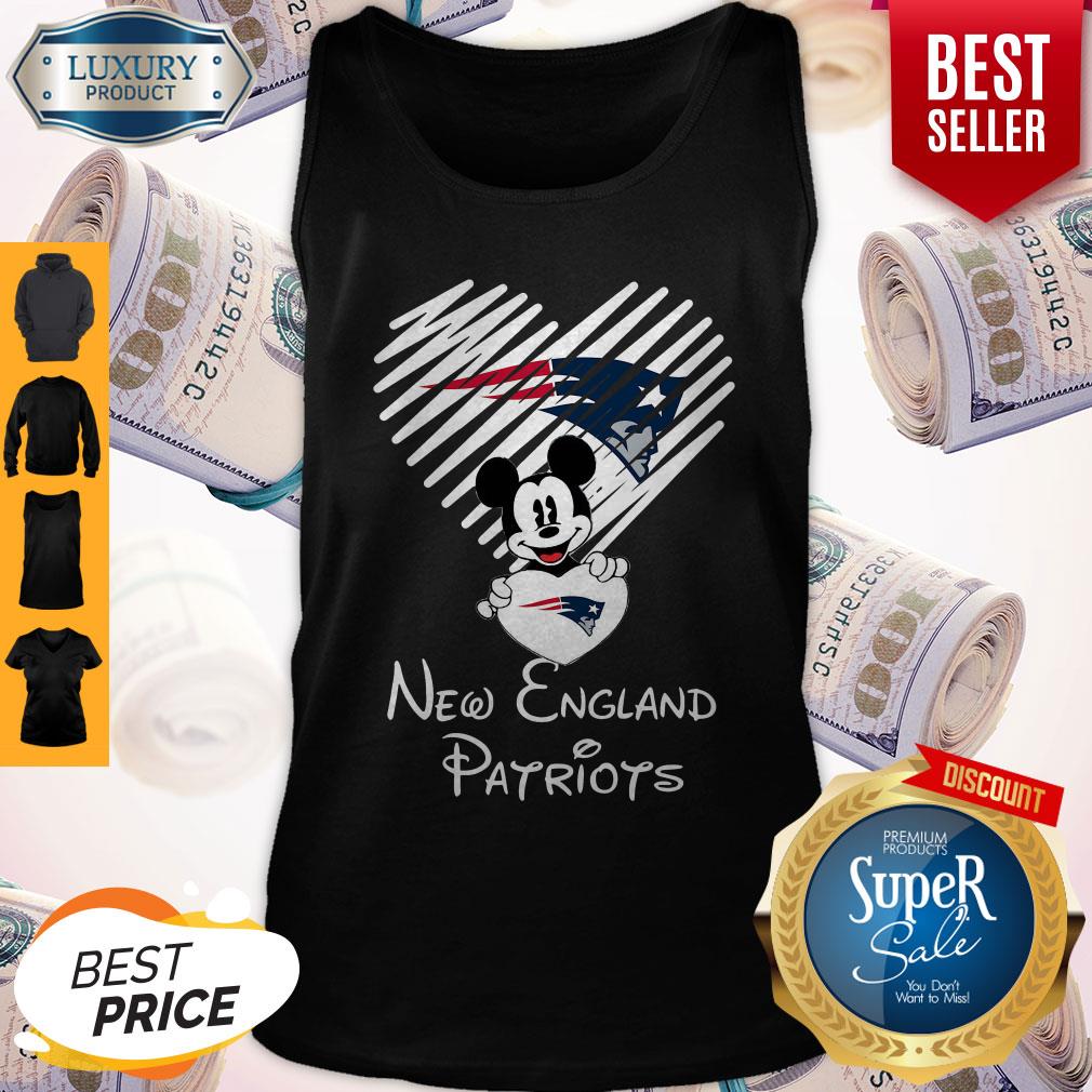 Mickey Mouse Hug Heart New England Patriots Logo Shirt - Image 2