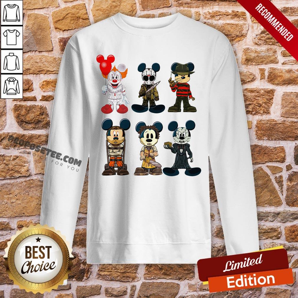 Mickey Mouse Style Horror Character Halloween Shirt - Image 4