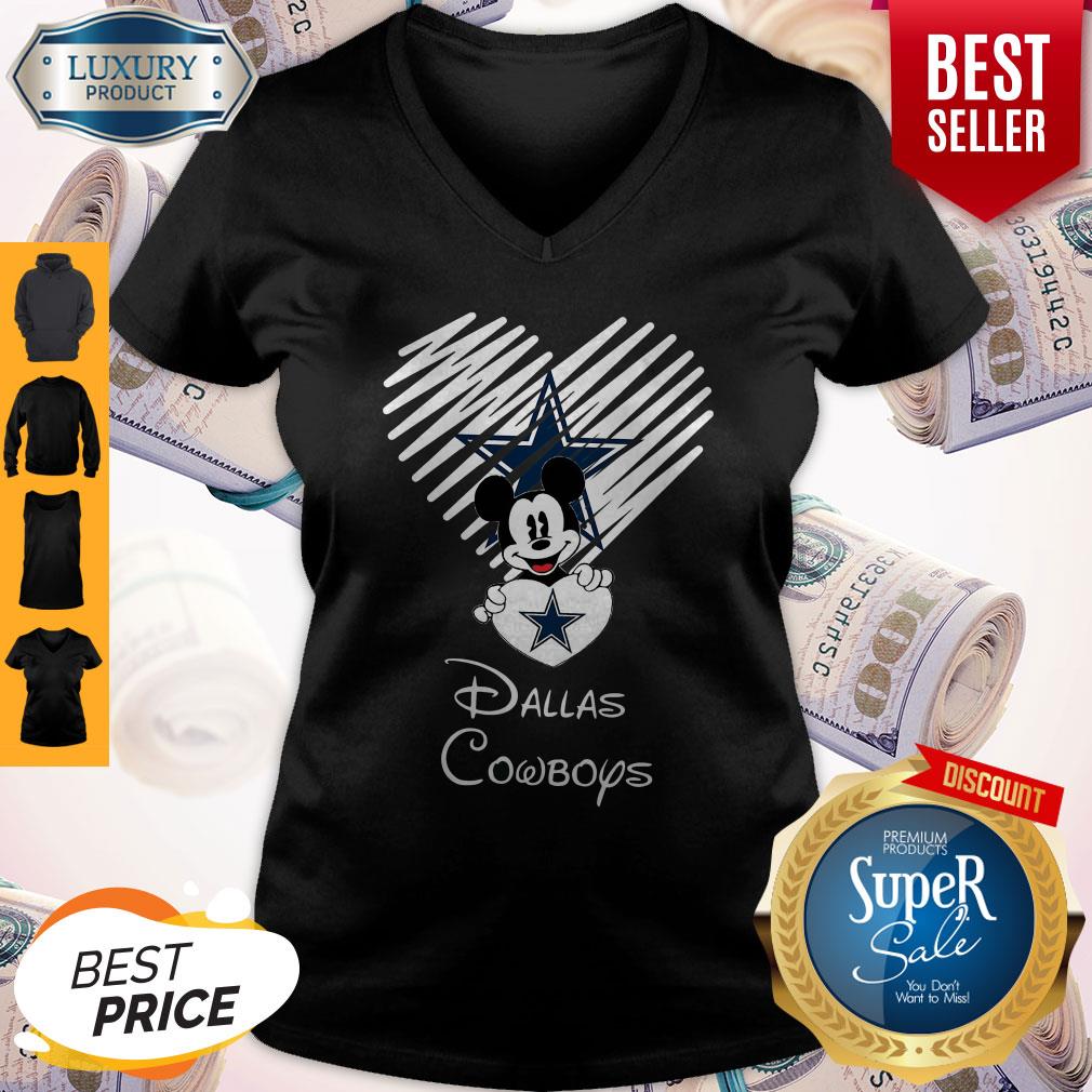 Mickey Mouse The Heart Dallas Cowboys Shirt - Image 3