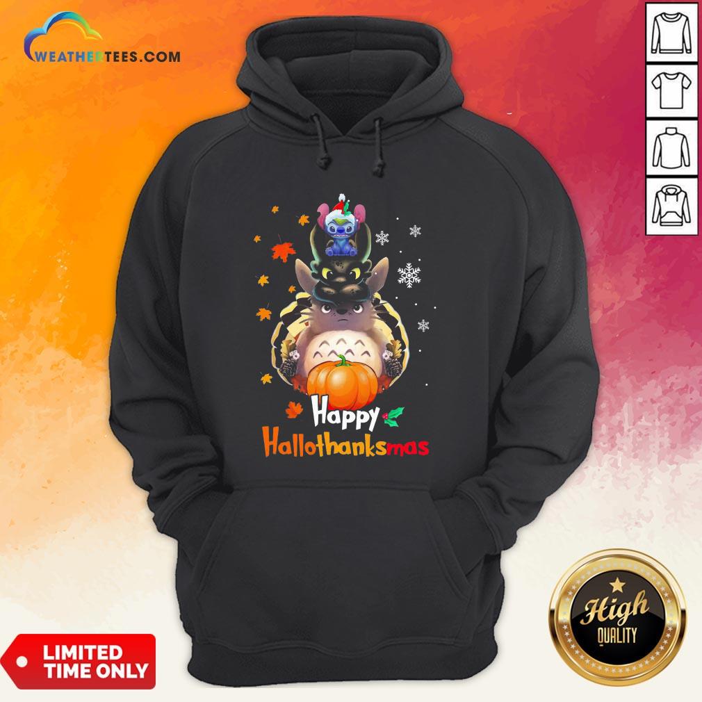 Mine Santa Stitch Night Fury Totoro Happy Hallothanksmas Shirt - Image 5