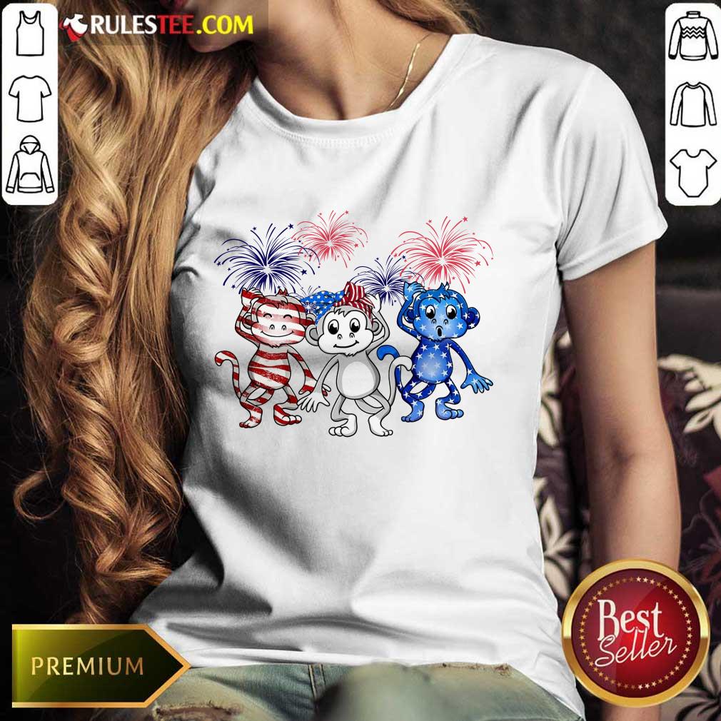 Monkey Firework American Flag Shirt - Image 3