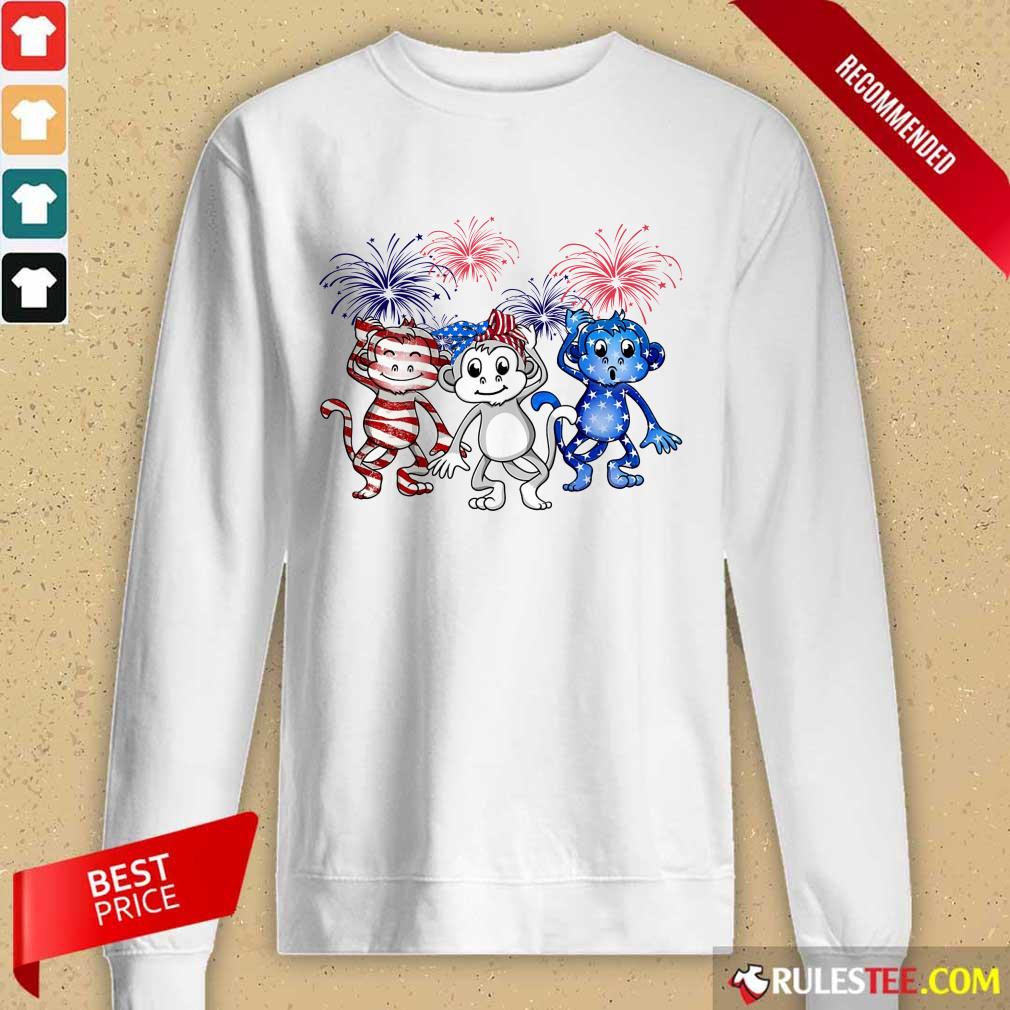 Monkey Firework American Flag Shirt - Image 2