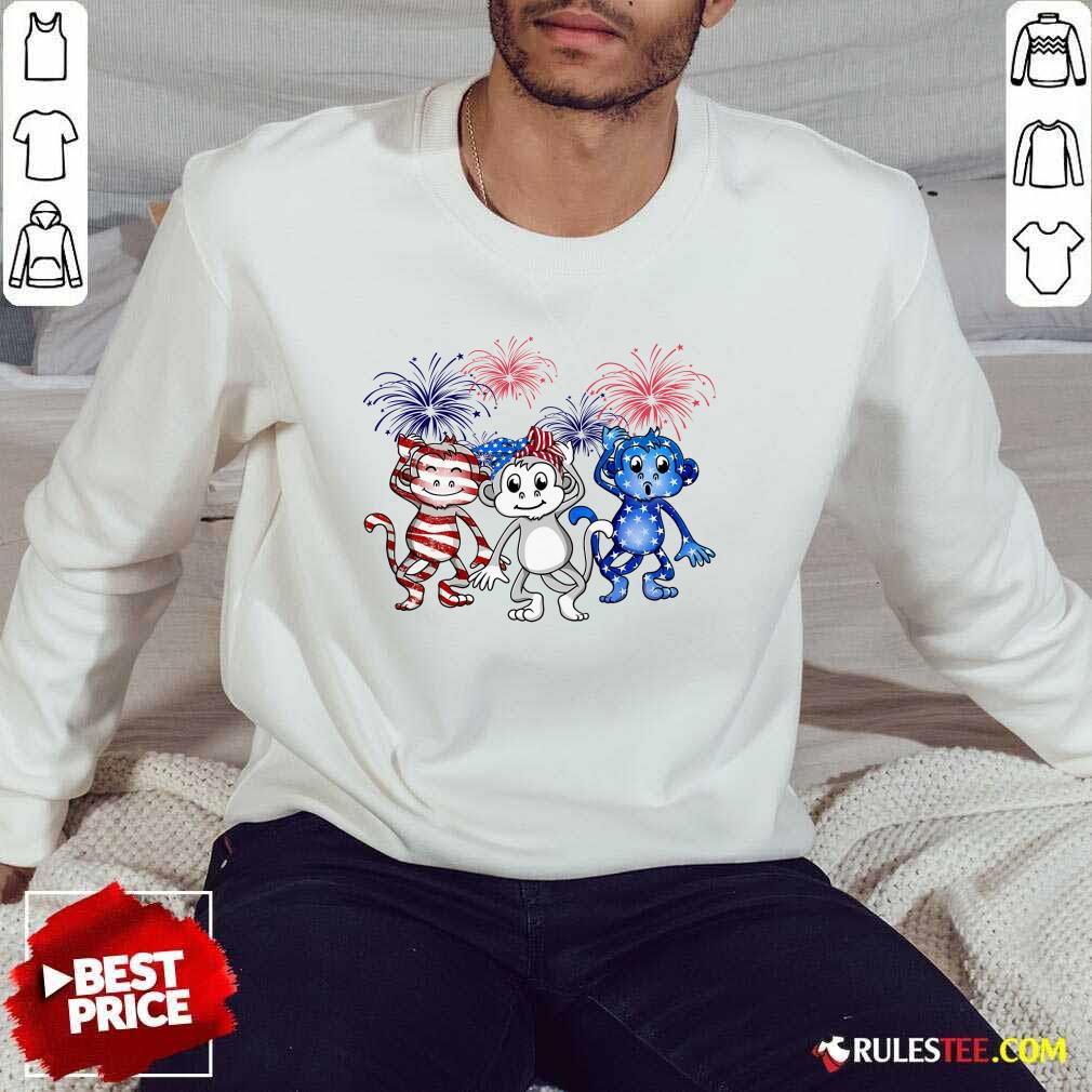 Monkey Firework American Flag Shirt - Image 5
