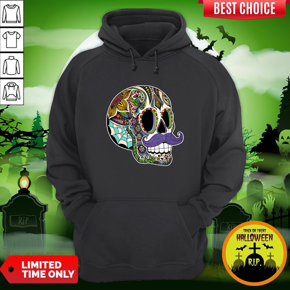 Mustache Sugar Skull Color Day Of The Dead Dia De Los Muertos Shirt - Image 5