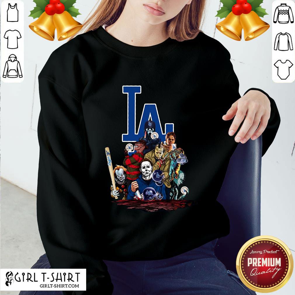 My Horror Movies Characters Los Angeles Dodgers 2020 World Series Champions Shirt - Image 4